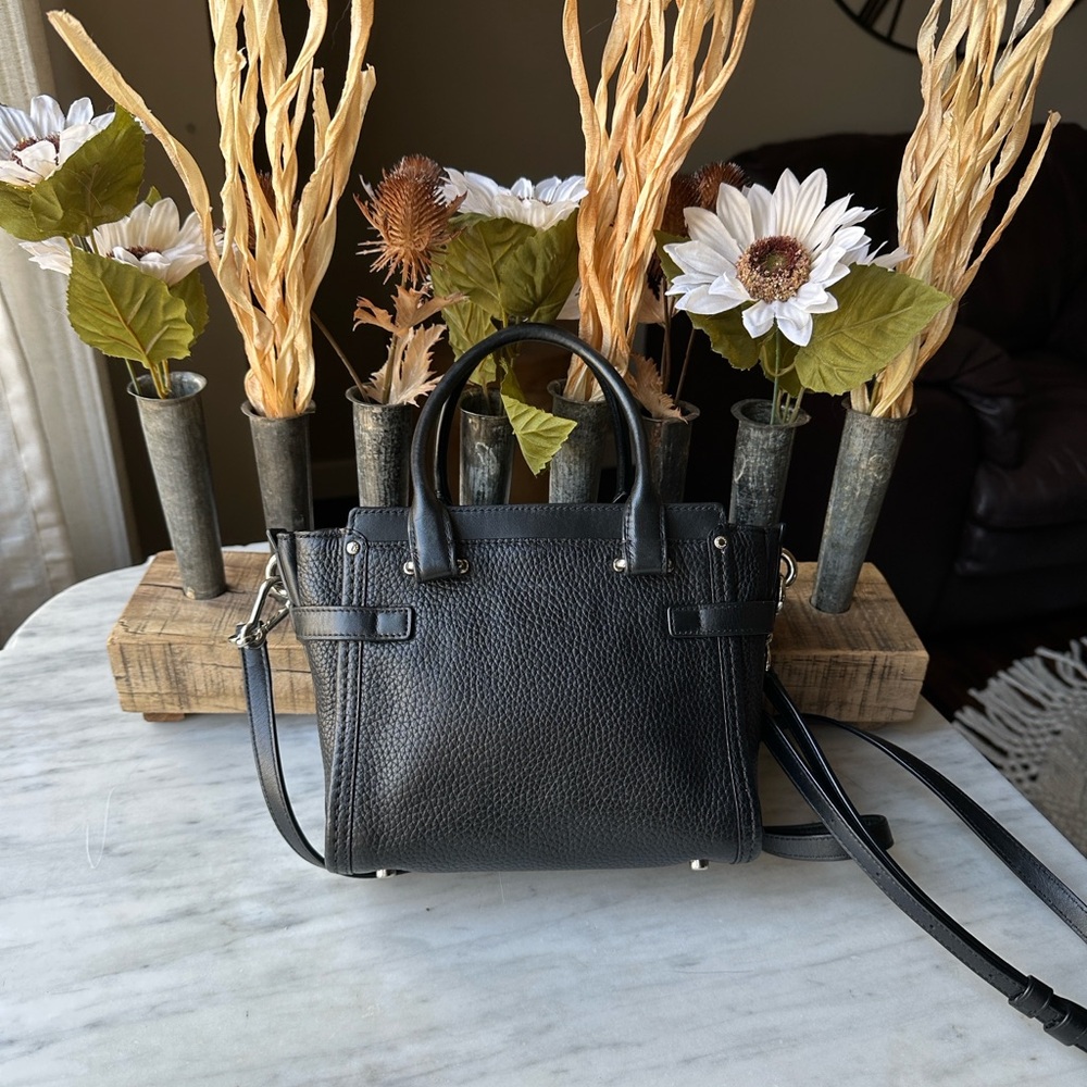 Coach Black Pebbled Leather Mini Satchel with Silver Hardware - Picture 3 of 7